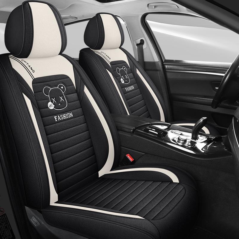 5-Sitzer Autositzbezüge - Hergestellt aus strapazierfähigem, abwischbarem Material, in mehreren Farben erhältlich, präzises Zuschnittdesign, verdickte Polsterung, Rundumschutz