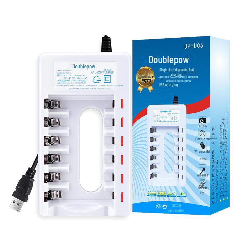 6-Slot AA/AAA Charger for 1.2V NiMH Rechargeable Batteries