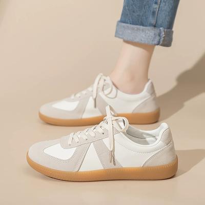 Women's Sneakers  New Faux Suede Leather Patchwork Ladies Moral Training Shoes Plus Size Woman Casual Sports Flat Shoes