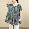 Short Sleeve Oversized Cotton Vintage Floral Casual Loose T Shirt Tops Women Summer T-shirt