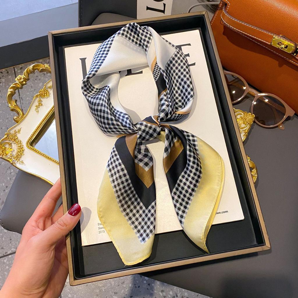 Small Silk Scarf Women'S Versatile High-End Decorative Square Scarf Professional Small Scarf Simulation Silk Korean Version Streamer Bag