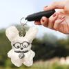 Glasses Dog Plush Keychain Cute Stylish Bag Hanging Decoration Car Key Pendant Trendy Adorable Plush Keychain