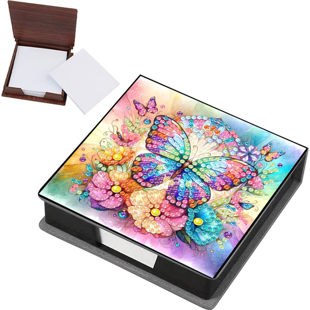 Animals Leather Gem Painting Memo Pad Holder Mosaic Kit Diamond Art Note Box with 160 Sheets of Paper for Adults Beginners