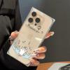Clear Square Back Tube Case Protection For iPhone 14 Pro Max 13 16 ProMax 12 15 Plus 11 Rowing Cat Pattern