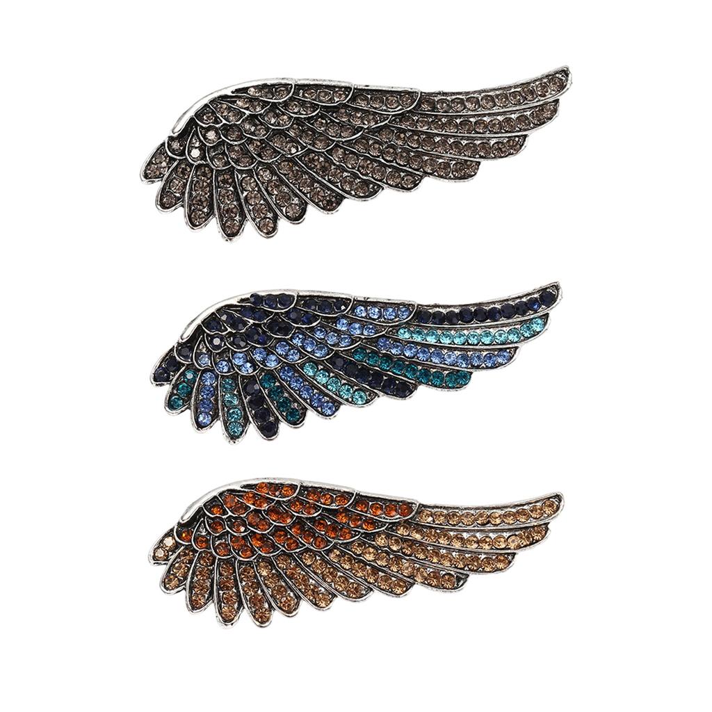 Vintage Angel Wing Brooch With Sparkling Crystals Elegant Feather Lapel Pin Accessories For Party Office Accessories