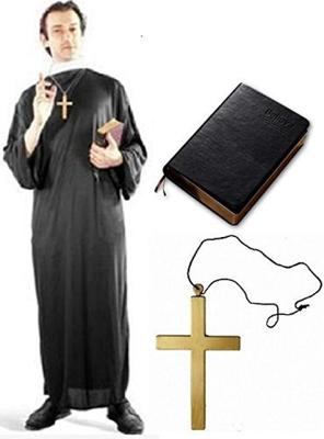 Láska a Sestra Maria Kostým Křížový Náhrdelník Sada Bible Halloweenský Cosplay Kostým Vánoční [Přinášíme mír] Kněz, Pastýř, + + 3dílný (Otec B)