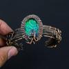 Blue Australian Triplet Opal Gemstone Pure Copper Wire Wrapped Handmade Cuff/ Bangle Jewelry