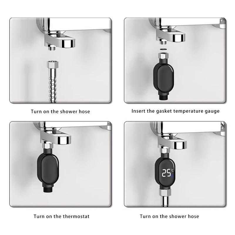 Intelligent LED Display Shower Water Thermometers Touch Control Real Time Monitoring Anti Scald Protecting
