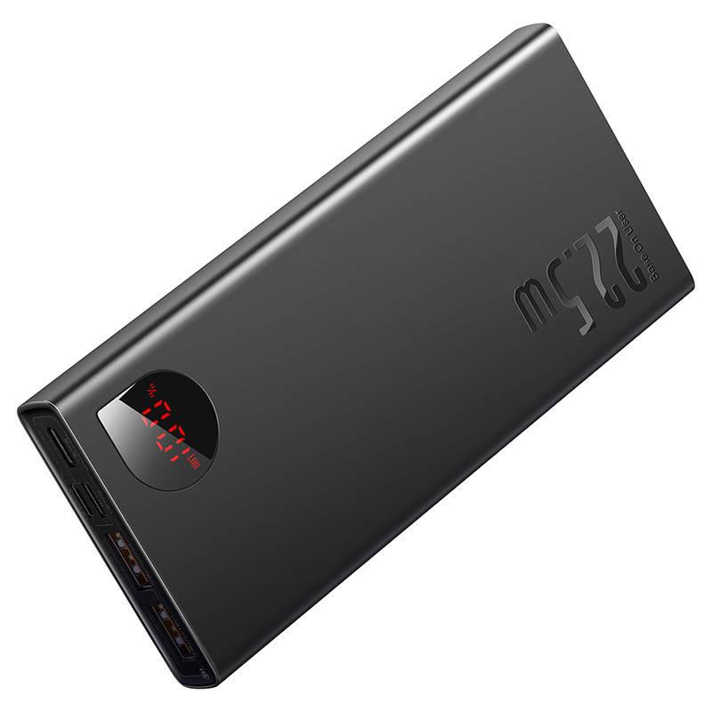 Powerbank Baseus Adaman Metal, 10000Mah, 2Xusb, Usb-C, Lightning, Microusb 22.5W (Czarny)