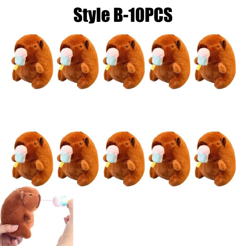 Cute Stuffed Animals Plush Capybara Keychain 12cm Cartoon Simulation Capybara Pendant Snot-Pulling Cute School Bag Pendant