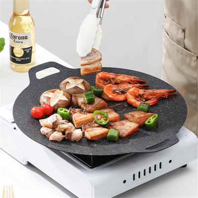 Outdoor Camping Grill Pan Cast Iron Non-Stick Barbecue Plate Korean Steak Cooking Frying Pan Induction Cooker Gas BBQ Tray