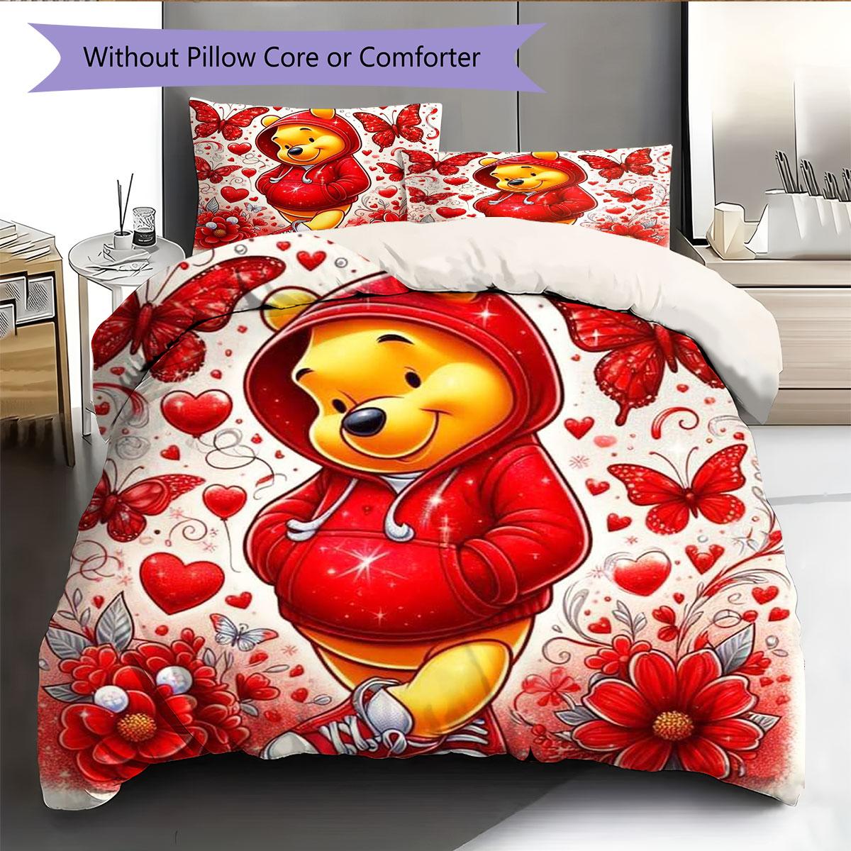 

Red Winnie The Pooh Hoodie Bedding Set, Soft and Warm, Is The Perfect Choice for Decorating A Child s Bedroom. 135x200cm