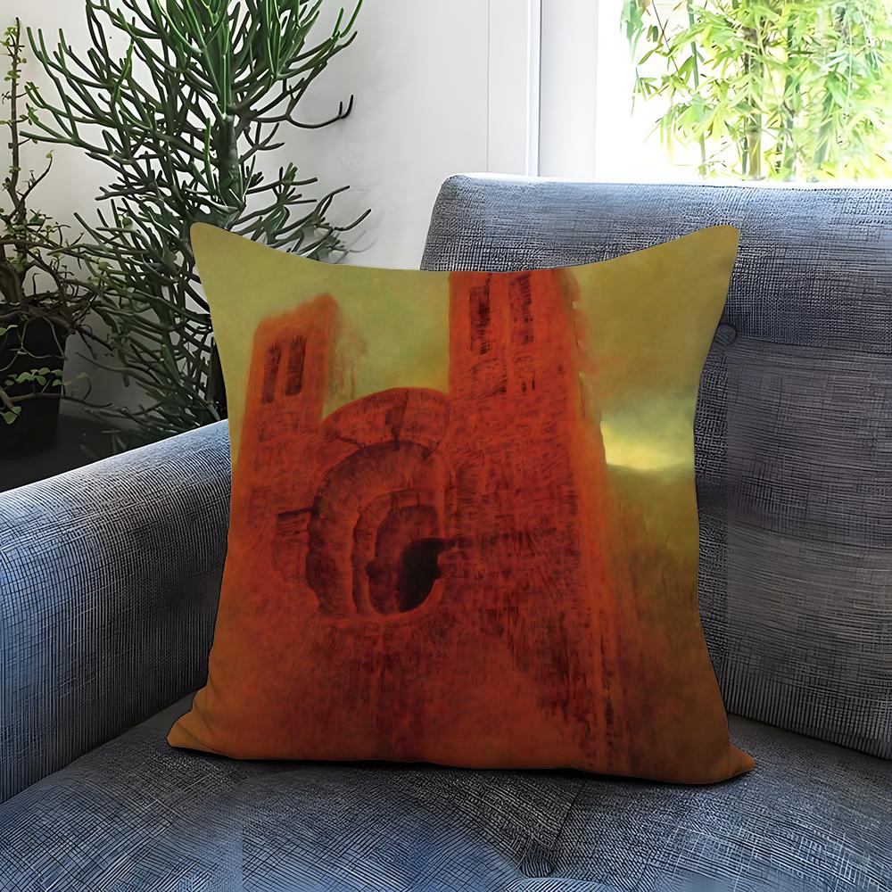 Art Z-Zdzislaw Beksinski Cushion Cover Comfortable Reversible Pillow Cover Ideal for Car Sofa Bedroom & Beyond