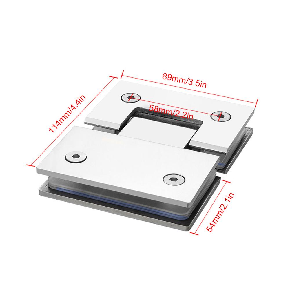 180 Degrees Showcase Clip 304 Stainless Steel Shower Cupboard Clamp with Gasket Heavy Duty Glass Bracket Clamp Shower Door Hinge