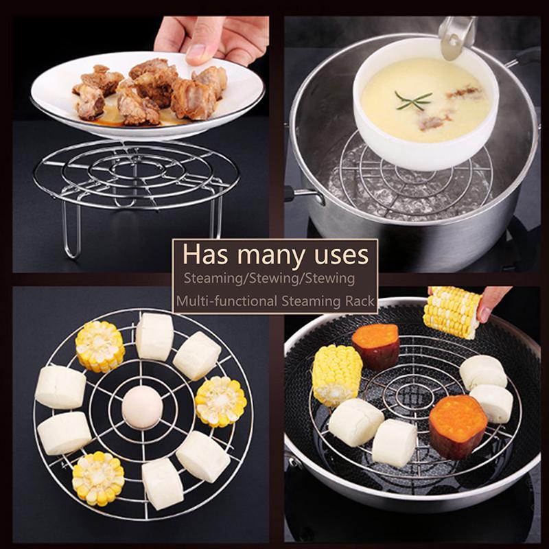 15.5-27.5cm Stainless Steel Steamer Rack Heavy Duty Round Durable Cookware Steamer Rack Pot Pan Cooking Stand Kitchen Utensils
