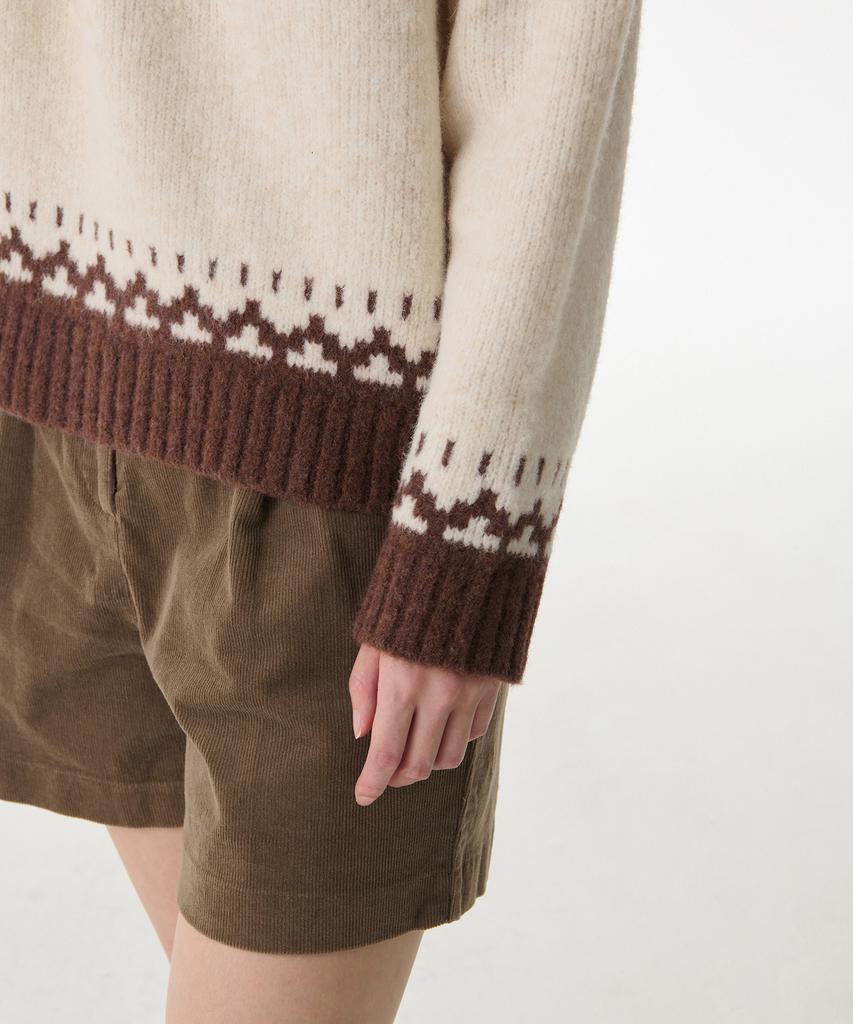 MUSINSA STANDARD MULHER Tricô Fair Isle Relaxado Feminino [Bege Creme]