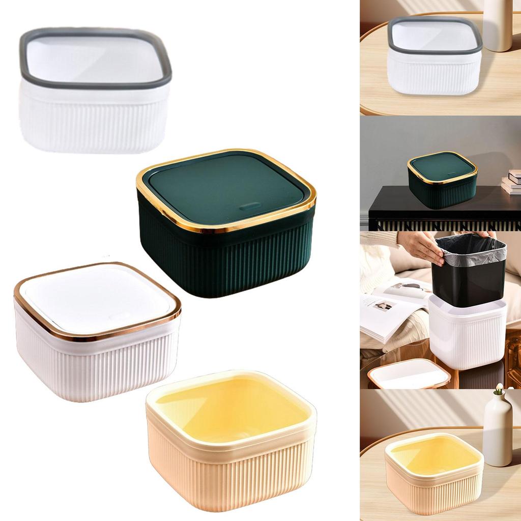 Mini Trash Can Portable Press Type Waste Bin Multipurpose Desk Trash Bin for Living Room Home Bedroom Beside Office Kitchen