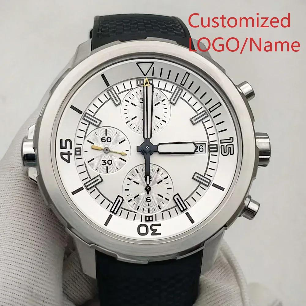 A11 Store Customized Watch   Aquatimer Special External Mens Quartz Chronograph Watch Rotating Bezel Blue Black Rubber  44mm