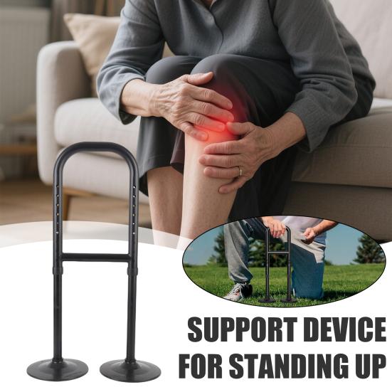 Double Base Standing Aid 8 Height Adjustable Seniors Pregnant Woman Standing Assist Device Heavy Duty Disabled Elderly Mobility Aid Tools