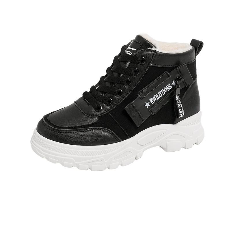 22 winter new non-slip high-top cotton shoes Martin cold-proof inner height increase soft leather snow boots velvet thickened shoes