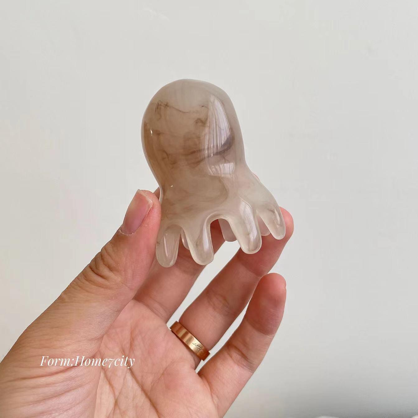 

Расческа для волос с пчелиным воском Octopus для меридианов, красоты и здоровья - густая резиновая расческа с широкими зубьями Octopus massage comb