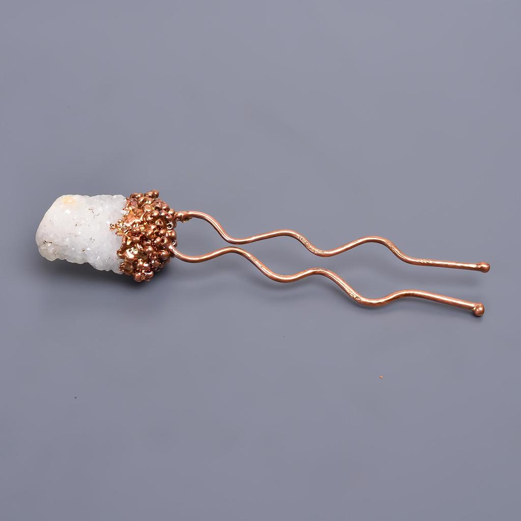 Natural Crystal Rough Gold Filled Hairpin Jewelry Bun Stick 3.7" /Electroplated Gold Filled Hair Pin Black Friday Gift For Mother