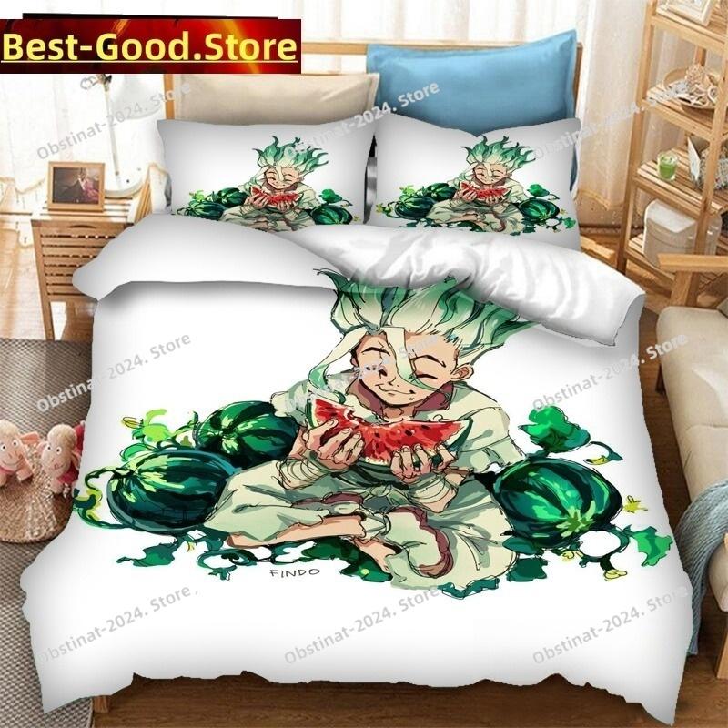 New Anime Dr.STONE 3D Print Bedding Set Duvet Covers Pillowcases 3 Piece Comforter Bedding Sets Bedclothes Duvet cover Sets