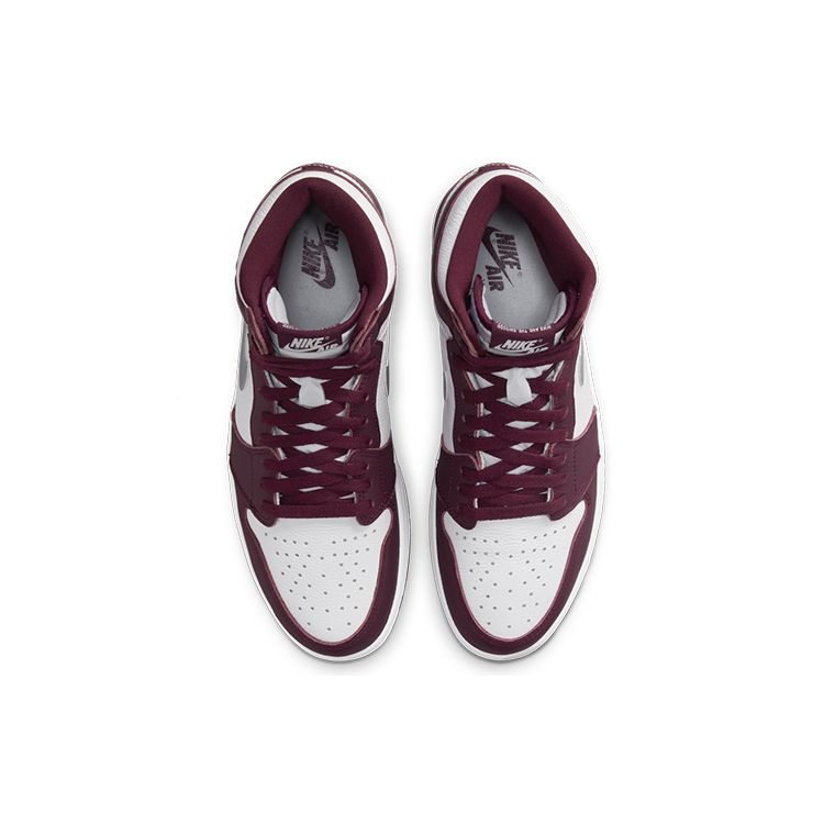 Air Jordan 1 Retro High OG Bordeaux Unisex Sneakers Red White Metallic-Silver 555088-611