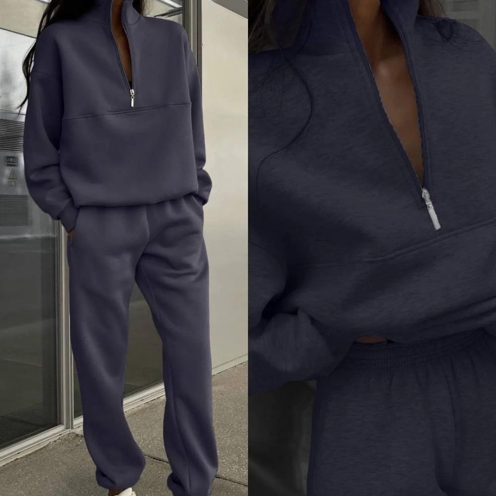 European Women's New Fashion Casual and Comfortable Thick Long-sleeved Pullover and Pants Set