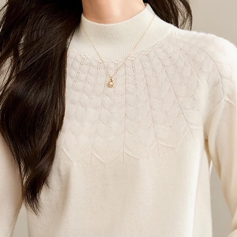 Srcr Women's 100% Cashmere Mock Neck Jacquard Sweater