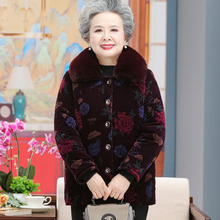 Cotton Coat, 70-year-old Old Lady, Cotton Jacket, Mother-in-law's Cotton Clothes, Velvet Thick Clothes, Mother-in-law's Cotton Clothes