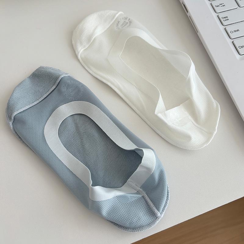 Dámské prodyšné ponožky do lodiček z ledového hedvábí s nízkým střihem - Letní neviditelné, savé ležérní síťované ponožky v jednobarevném provedení