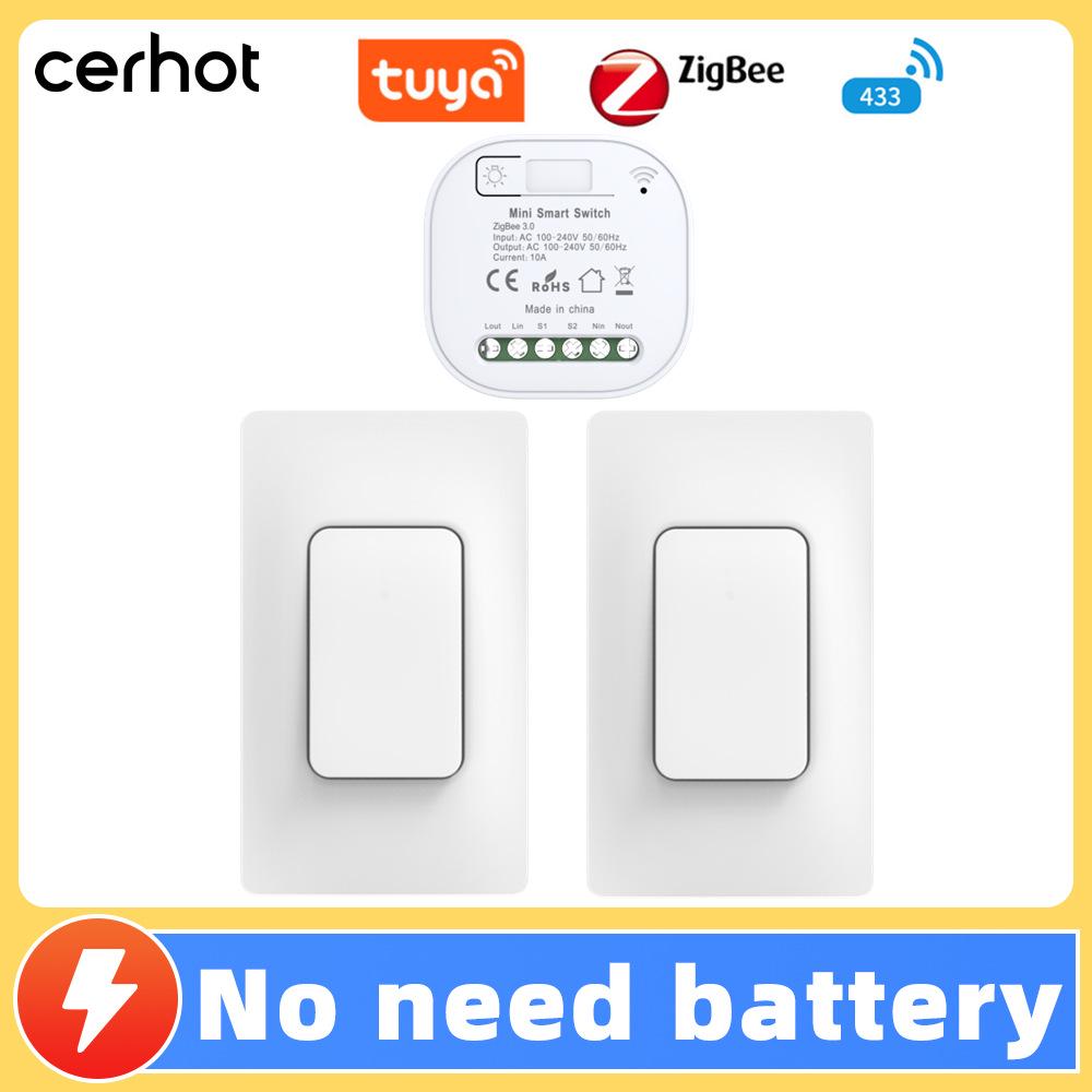 Smart Tuya Zigbee Wireless Light Switch, Self-Powered Kinetic Energy Remote with App Control
