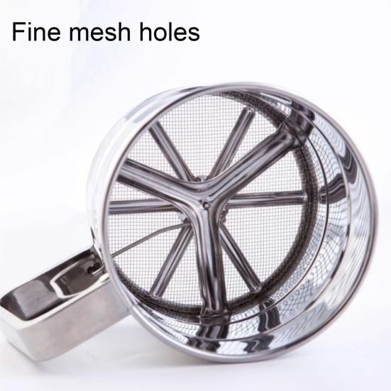 Stainless Steel Flour Sifter Hand Cranked Flour Sieve with Measurement Markings 3-Cup Capacity