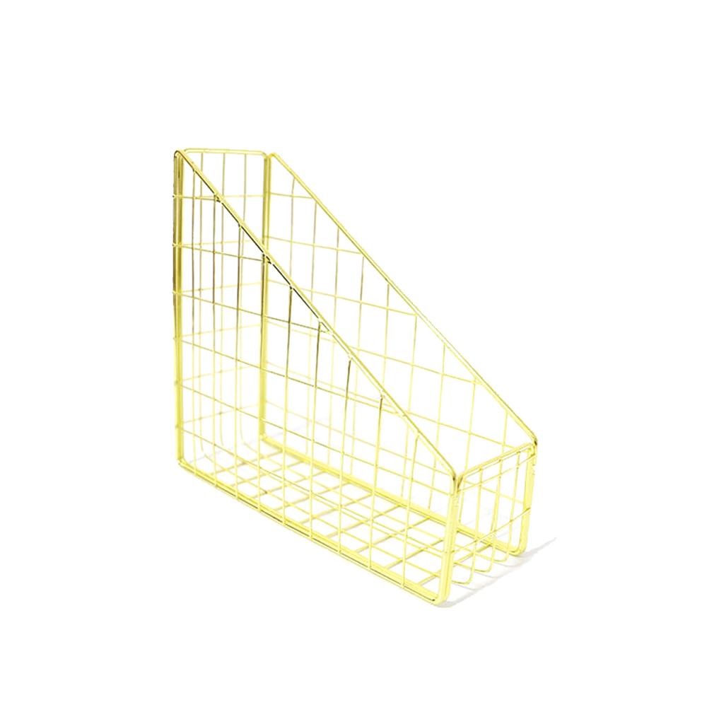 Nordic Magazine Newspaper Organizer Metal Stackable Storage Basket Frame Rack Office Desktop Rose Gold A4 Paper Finishing Basket