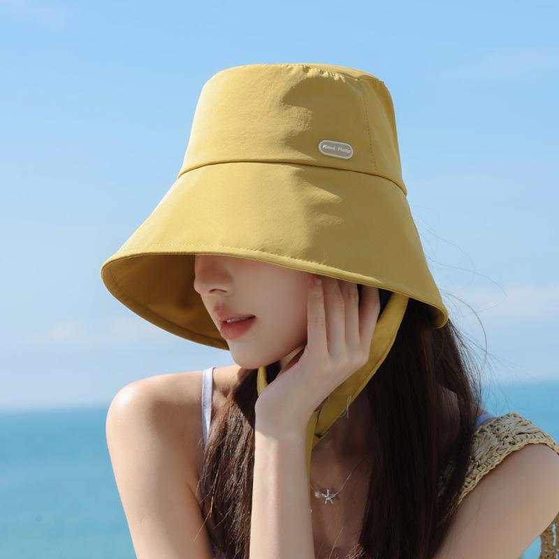 Summer casual versatile sun hat children outdoor cycling face cover sun hat surrounded by big eaves show face small bucket hat