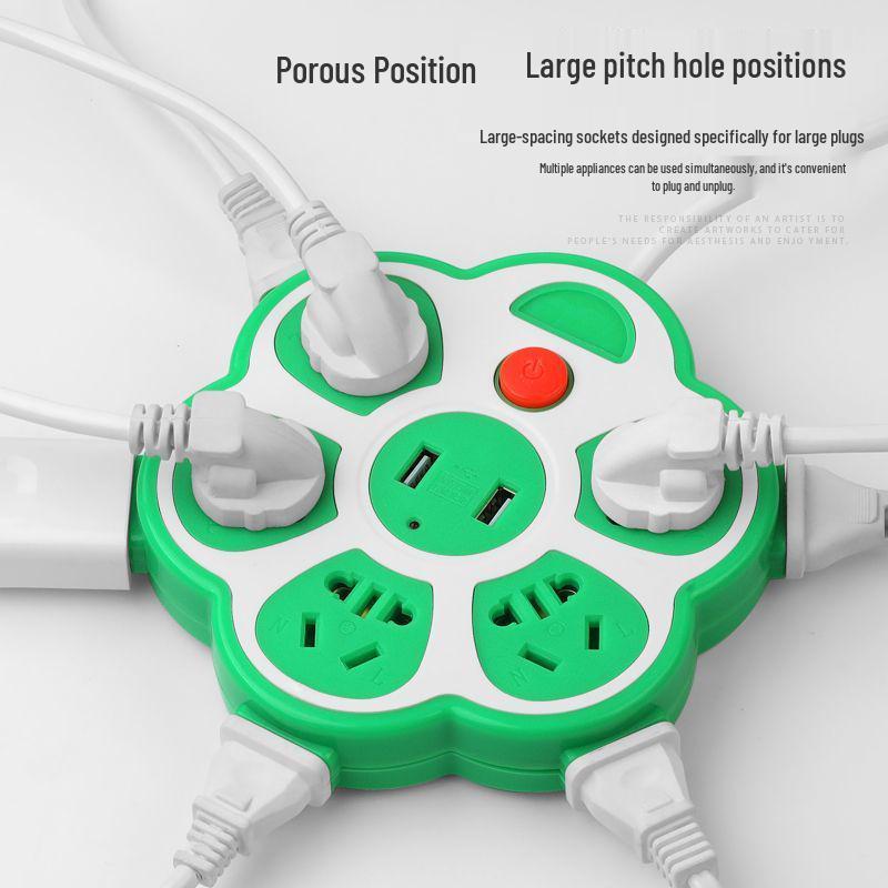 Creative USB Multi-Hole Power Strip with Anti-Leakage Socket for Dorm & Home