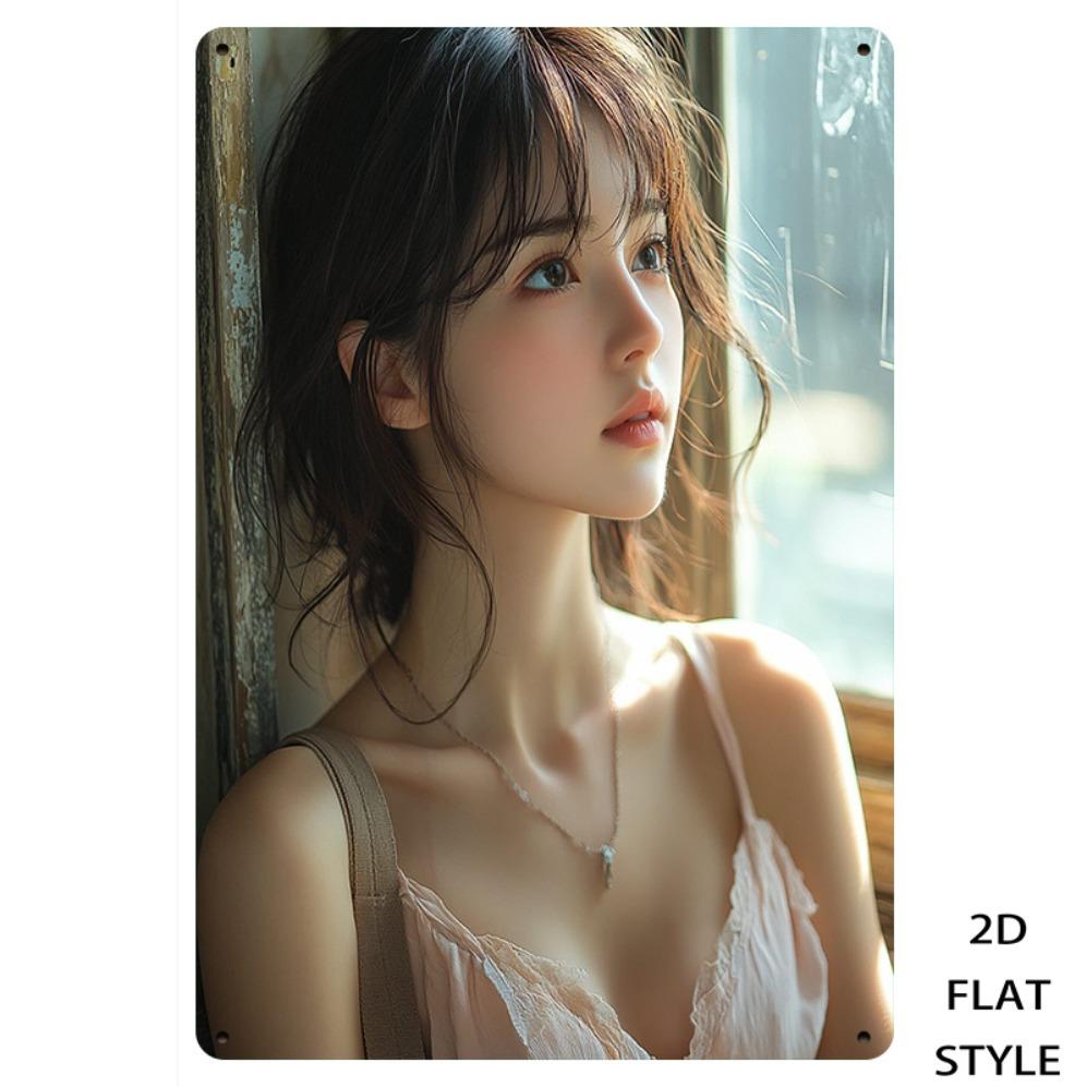 

Retro Iron Sign Metal Wall Art, Elegant Woman Portrait Vintage Metal Tin Sign 8x12 inch Wall Decor for Home Bedroom 20x30cm