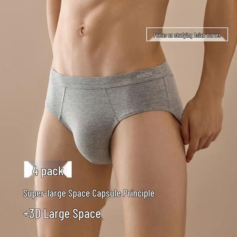 ROMON Men's Silk Antibacterial Pure Cotton Briefs 4-Pack
