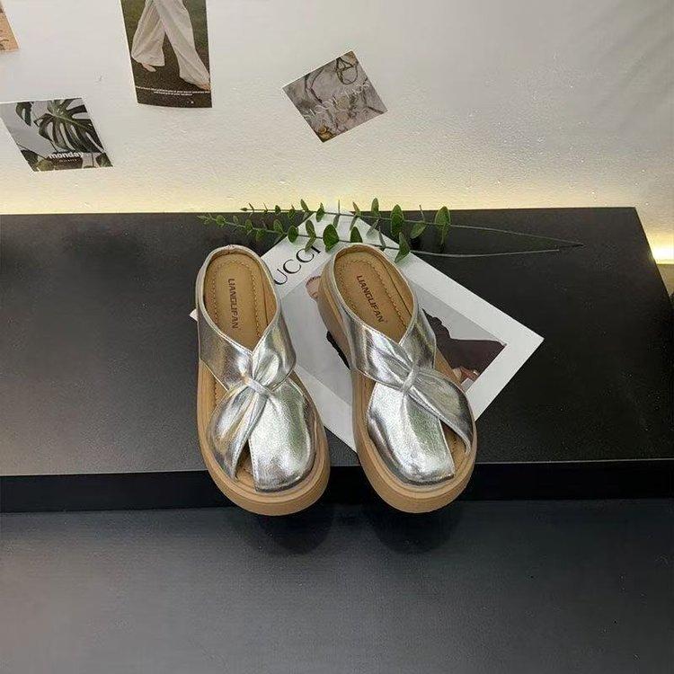 

[youshilai] Thick-soled bag head half slippers women 2025 new summer wear one foot cool slippers women 35