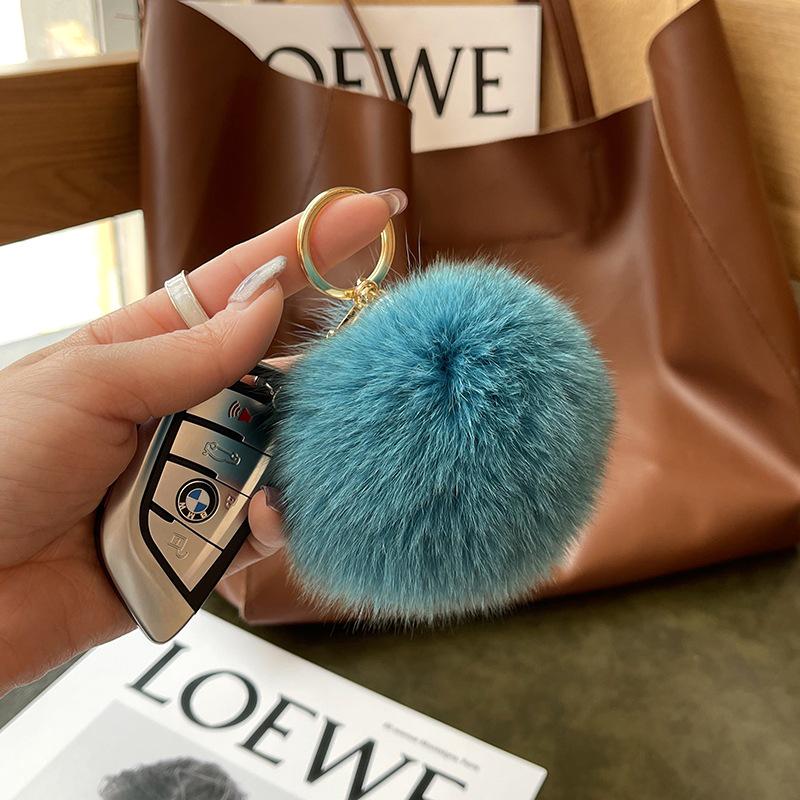 

Fox Fur Pompom Bag Charm - Creative Plush Accessory for Car Keychain & Ins Style