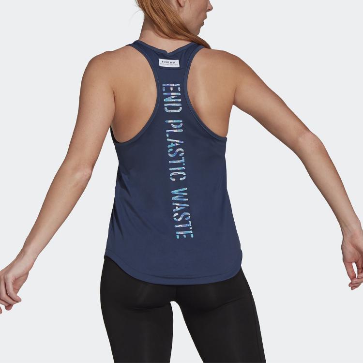 Adidas Graphic Print Tank Top Running Training Sports Vest Women Tops Navy-Blue GJ6460