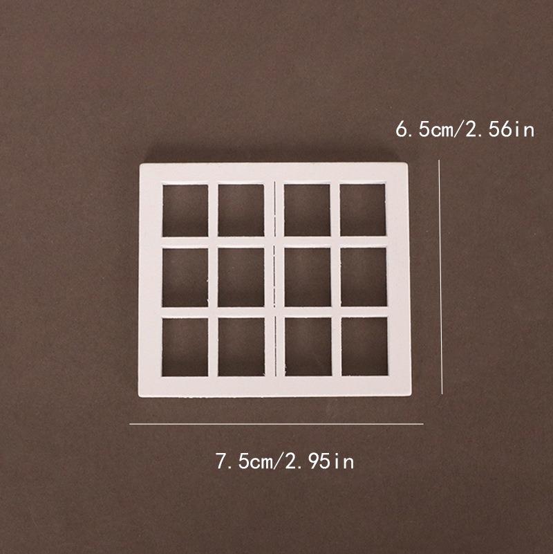 5PCS Dollhouse Windows Miniature Window Frame Ornament 1:12 Scale Dollhouse Furniture Tiny Wooden Window for Decoration