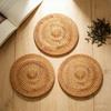 Hand Woven Hot Insulation Placemats Table Padding Kitchen Decoration Accessories Cup Mat Round Natural Rattan Hot Pad