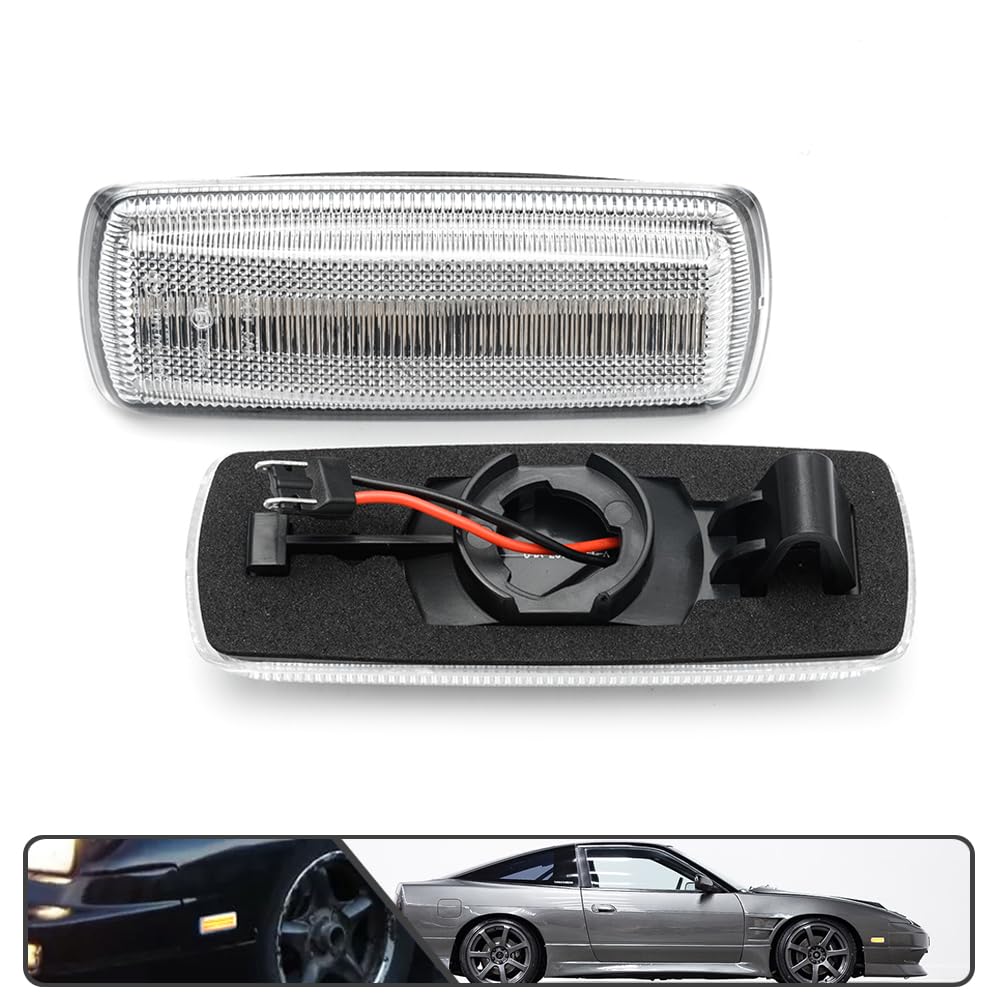 Mingrui Test 2pcs Amber LED Side Marker Lights Ni.ssan 180SX JDM Spec 1989-1998 Front