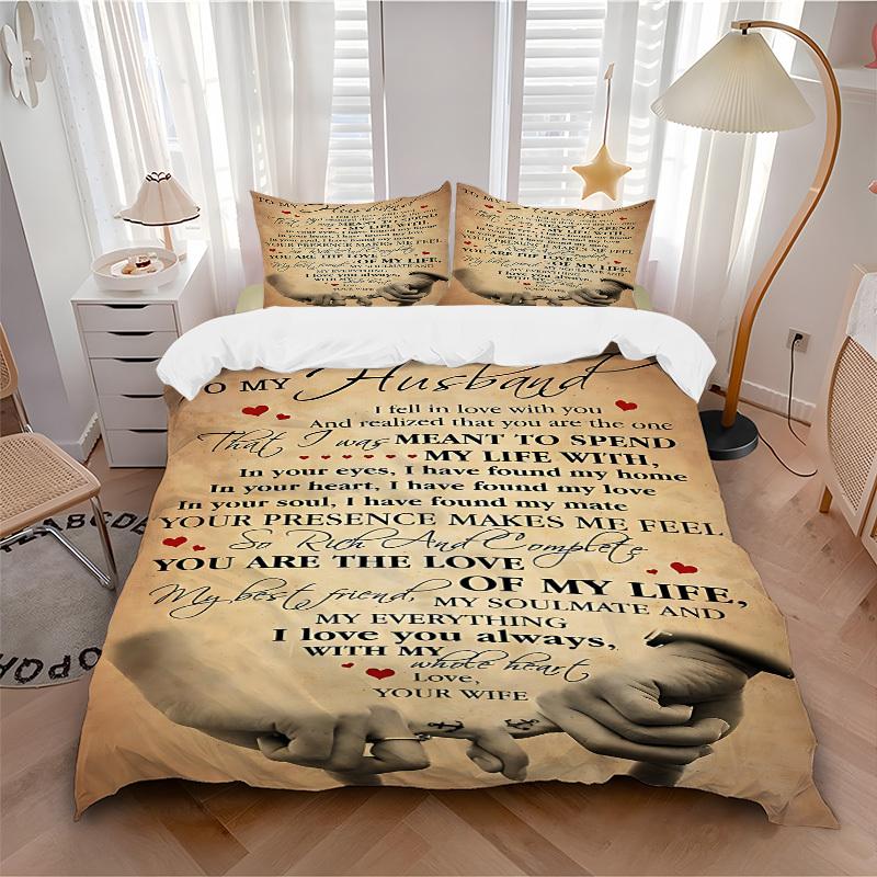 

3pcs bedding set Love Commitment Includes 1 Comforter + 2 Pillowcases, Without Pillow Inserts, Soft Comfortable, Lightweight Breathable143 135x200cm