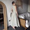 Summer Asymmetrical Neck Short Sleeve Ruched Dress for Women