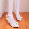 Japanese Soft Girl Mary Jane Shoes Thick Heel High Heel Lolita Sandals Lace Bow Girl Shoes Student Shoes Single Shoes