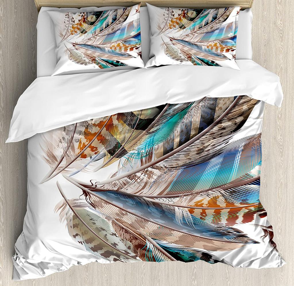 Peacock Bedding Set Peacock Tail Feathers Tropical Exotic A 3pcs Duvet Cover Set Bed Set Quilt Cover Pillow Case Comforter Cover