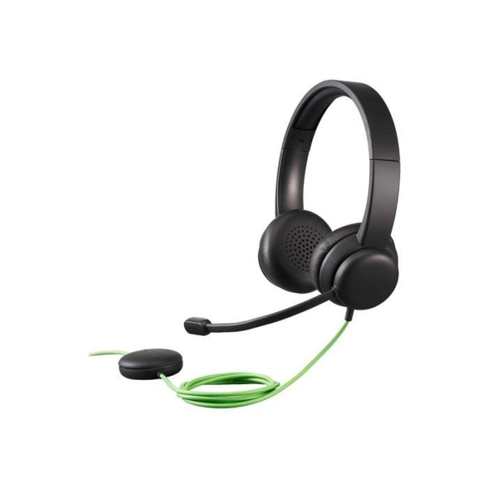 Headset - Wired - USB-A - Acer - Acer AHW250 - Retail Pack - Headset - On-ear - Vertical - Wired - USB-A - Black